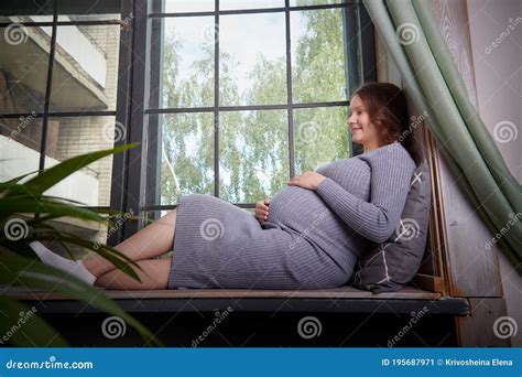 Cute Pregnant Woman In The Living Room Stock Image Image Of Health