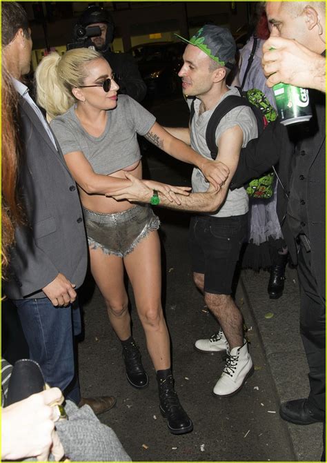 Full Sized Photo Of Lady Gaga Wears Metallic Mini Shorts For Night Out