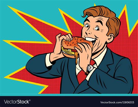 Pop Art Man Eating A Burger Royalty Free Vector Image