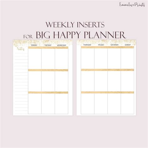 Big Happy Planner Inserts Big Happy Planner Refills Weekly Etsy