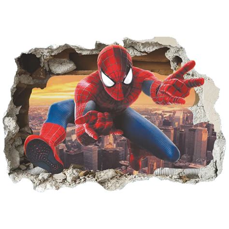 Spider Man Broken Wall 3d Art Stickers The Avengers Super Hero Anime