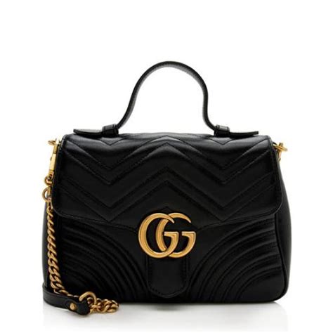 Gucci Matelasse Leather Gg Marmont Small Top Handle Bag