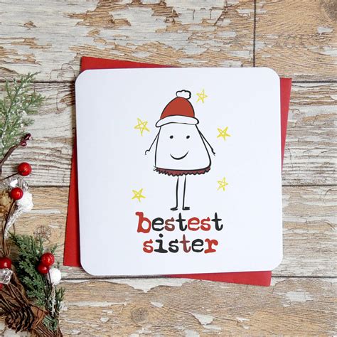 Bestest Sister Or Brother Christmas Card By Parsy Card Co