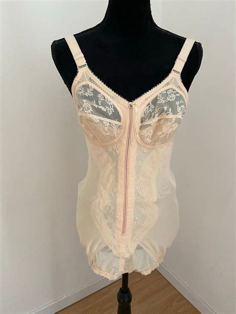 Vintage Triumph Nude Corselette Girdle S One Piece Zip And Etsy