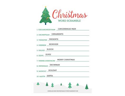 Christmas Word Scramble Free Printable Christmas Activities