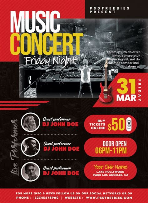 Live Music Concert Event Flyer Psd