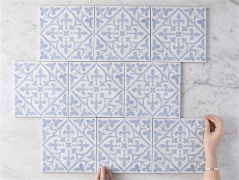 St Ives Encaustic Look Tile Light Blue Tile Blue Tile Floor