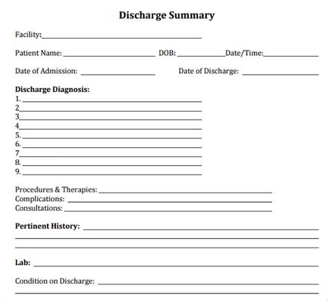Free 14 Sample Discharge Summary Templates In Ms Word Pdf