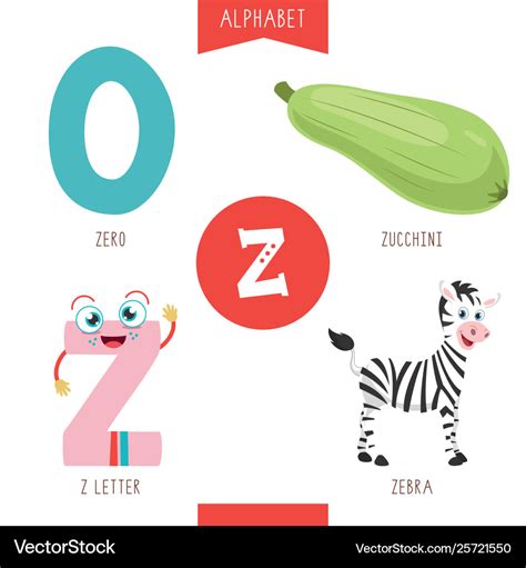 Alphabet Letter Z And Pictures Royalty Free Vector Image