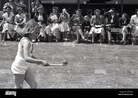 1950s Historical School Sports A Young Girl Wearing Gym Clothes