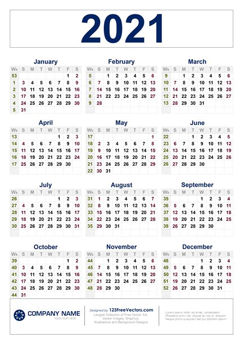 Printable 2021 Calendar With Week Numbers Starting Monday 1 Online