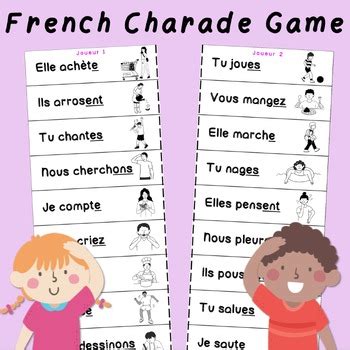 French Charade Action Verbs With Pictures Jeu De Charade Le Pr Sent