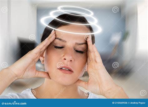 Woman Suffering From Headache Dizziness Stock Photo Image Of Head
