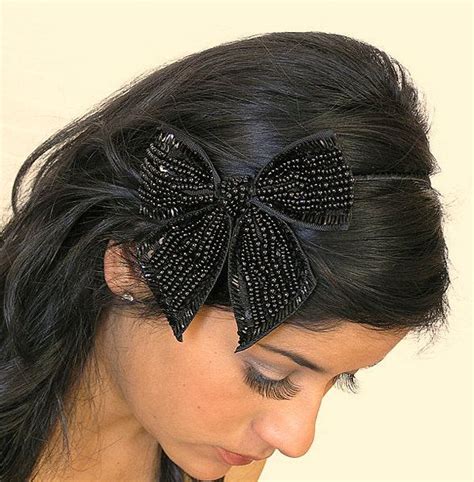 Beaded Bow Headband For Women And Teens Beaded And Sequin Bow Headband