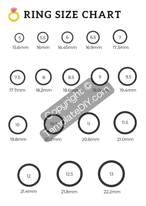 Printable Ring Sizer Chart Template In Pdf Word