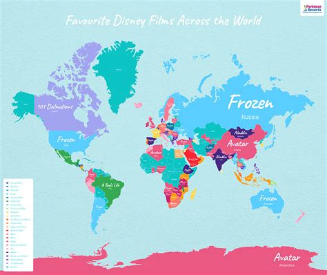 Map Of The World Showing Favorite Disney Film By Country