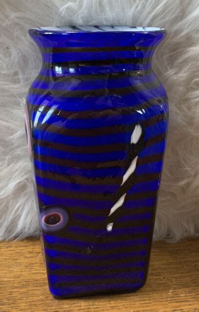 Vintage Signed David Tate 2001 Blown Glass 8” Multi Color Vase Ebay