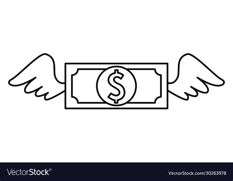 Bill Money With Wings Isolated Icon Royalty Free Vector