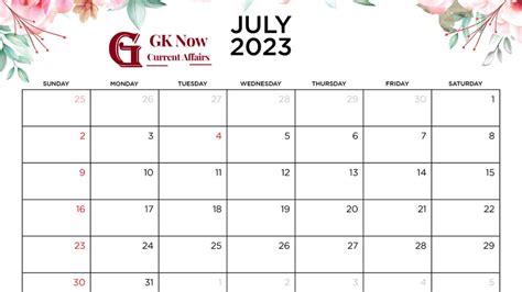 Important Days In July 2023 Gk Now