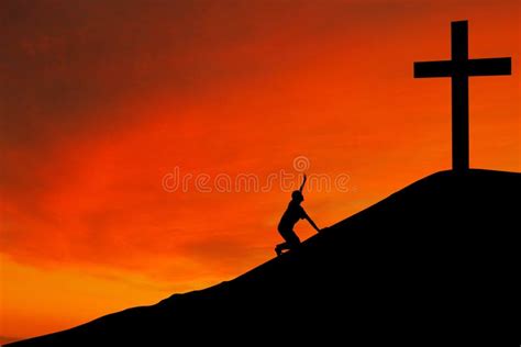120 Kneeling Man Cross Silhouette Stock Photos Free And Royalty Free
