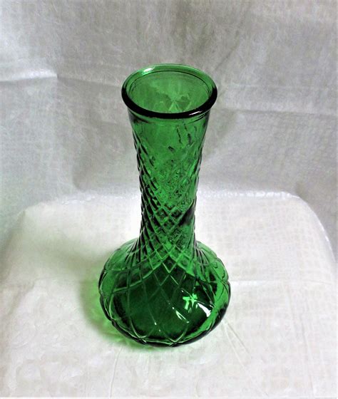 Vintage Hoosier Green Glass Vase Emerald Green Hoosier Glass Collectible Glass Green