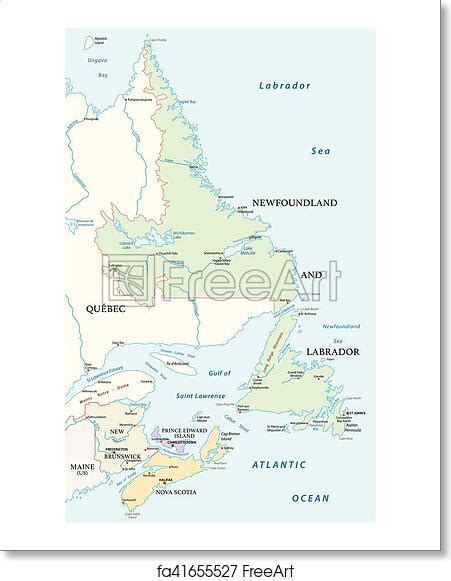 Free Art Print Of Map Of The Four Canada Atlantic Provinces Vector Map