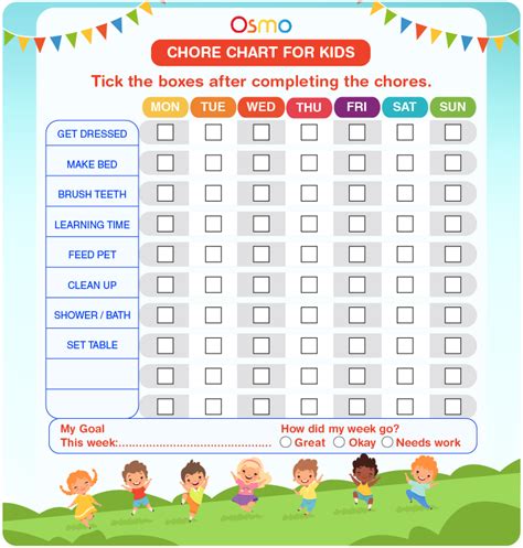 Chore Chart For Kids Download Free Printable