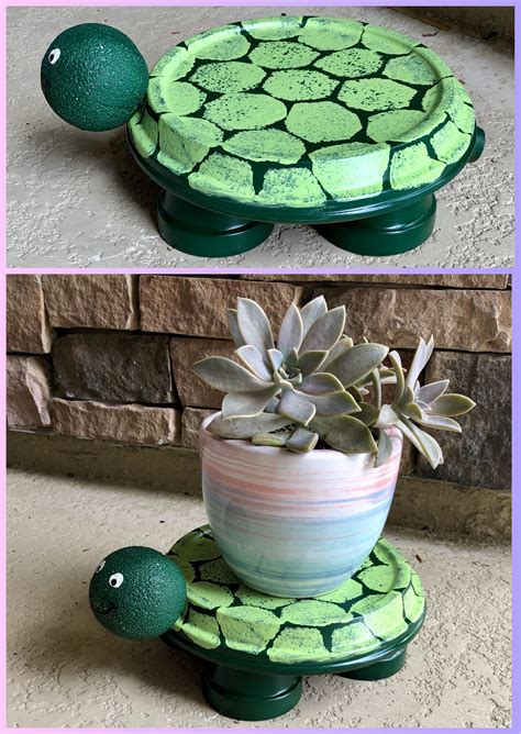 Turtle Terra Cotta Pot Turtle Flower Pot Holder Turtle Is Made Out A 74c