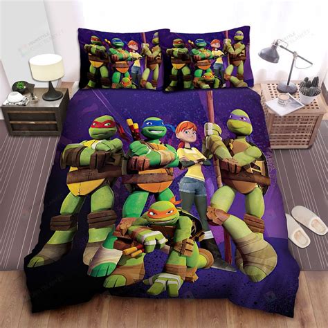 Teenage Mutant Ninja Turtles Posing With April Oneil Bed Sheets Duvet