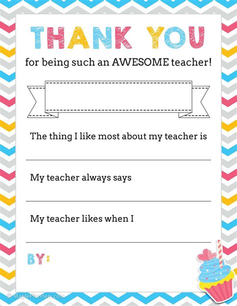 Free Printable Teacher Appreciation Thank You Notes