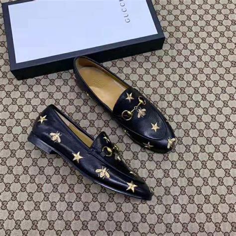 Gucci Women Gucci Jordaan Embroidered Leather Loafer 127cm Heel Black