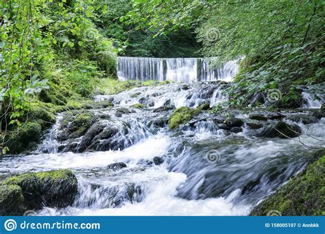 Beautiful Panorama View Of Water Fall Landscape At Green