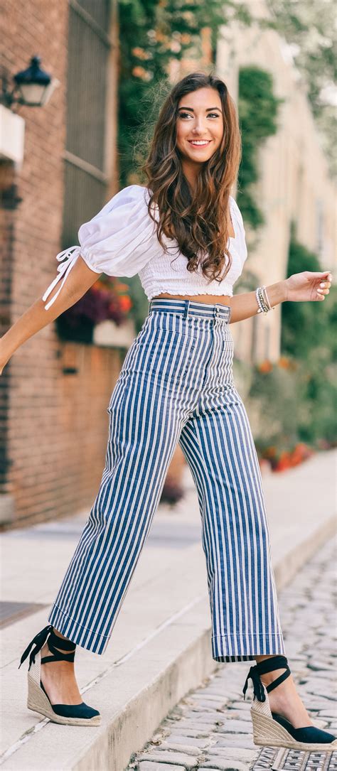 Striped Pants Stripe Pants Outfit Stripe Outfits Blue And White