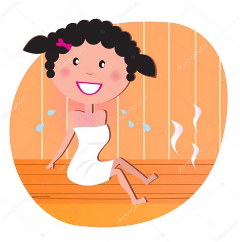 Health And Spa Happy Smiling Woman Relaxing In Sauna — Stock Vector © Beeandglow 5086075