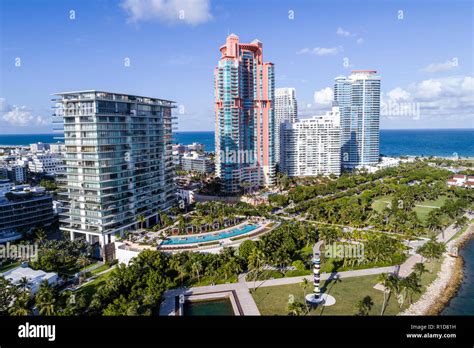 Miami Beach Florida South Pointe Park Luftaufnahme Von Oben Apogee
