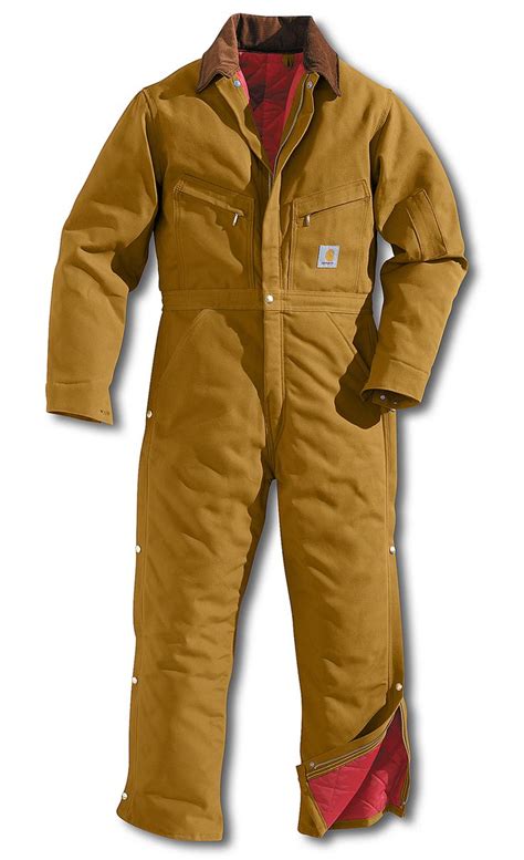 Mens Carhartt Quilt Lined Coverall Brown Insulated Coveralls