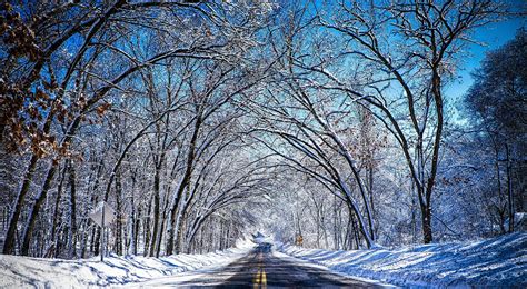 Winter Road Trees Landscape Wallpapers Hd Desktop And Mobile