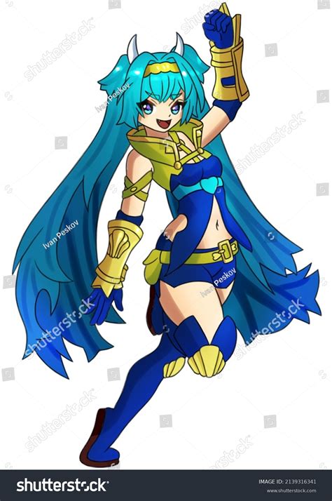 Cute Anime Girl Blue Hair Underwater Stock Illustration 2139316341