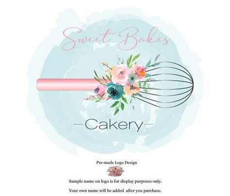 Pretty Small Business Pre Made Logo For Your Bakery Cake Etsy Logos