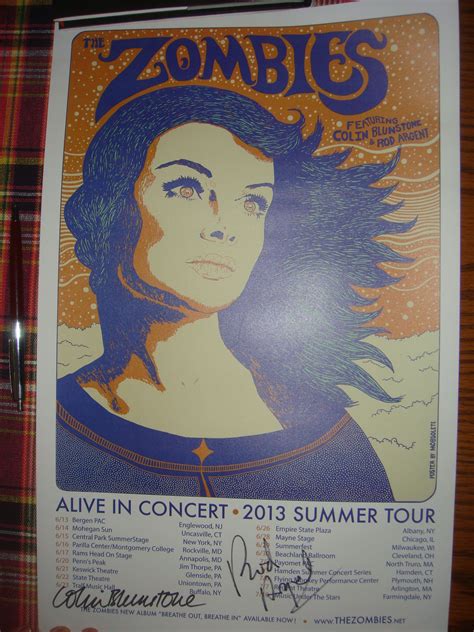 Zombies Signed Poster Ames Concert Which Was Added And Not On Poster