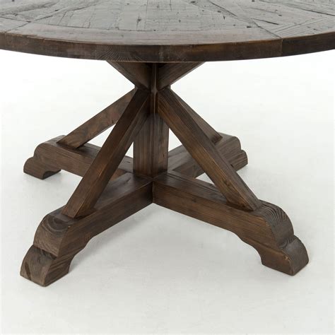 Umber Reclaimed Wood 59 Round Pedestal Dining Table Zin Home