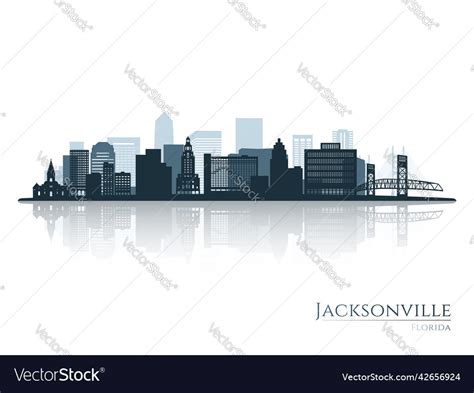 Jacksonville Skyline Silhouette With Reflection Vector Image