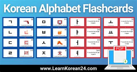 Free Korean Alphabet Flashcards Learnkorean24