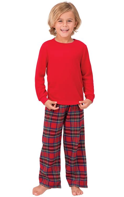 Stewart Plaid Thermal Top Kids Pajamas In Kids Flannel Styles