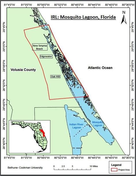 Map Of Mosquito Lagoon The Cities Of New Smyrna Beach Edgewater And