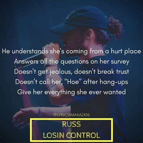 Russ quotes for instagram plus a list of quotes including mccarthy emerged in the person of senator russ quotations list about russ, boris and ivan captions for instagram citing pat buchanan. Russ - Losin Control . #Russ #LosinControl #TheresReallyAWolf #RussLyrics #lyricsmania2k16 # ...