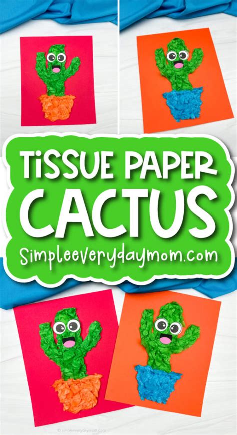 Cactus Tissue Paper Craft For Kids Free Template
