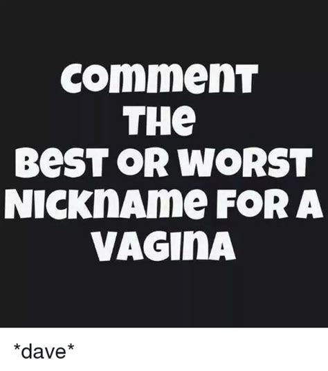 Comment The Best Or Worst Nickname For A Vagina Dave Meme On Me Me