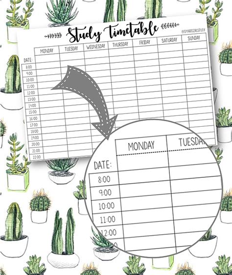 Smartgirl Study Timetable Template Timetable Design School Timetable