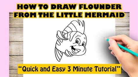 How To Draw Flounder From The Little Mermaid Easy Step By Step Youtube